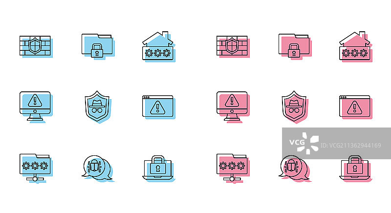 带密码系统的线条文件夹，安全防护图片素材