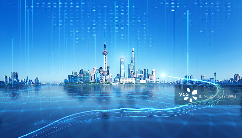 上海城市风光科技线条图片素材
