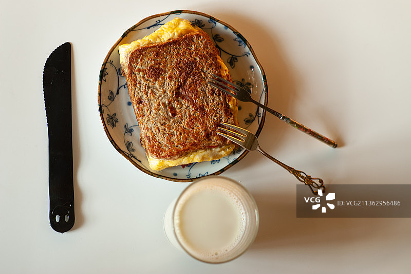 早餐高视角特写图片素材