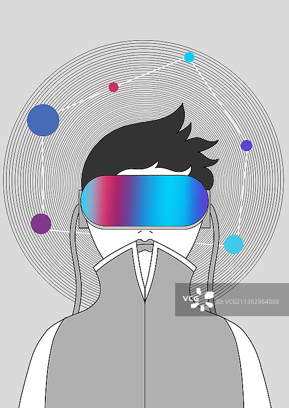 未来科技元宇宙无限想象力交互虚拟世界数字孪生技术插画图片素材