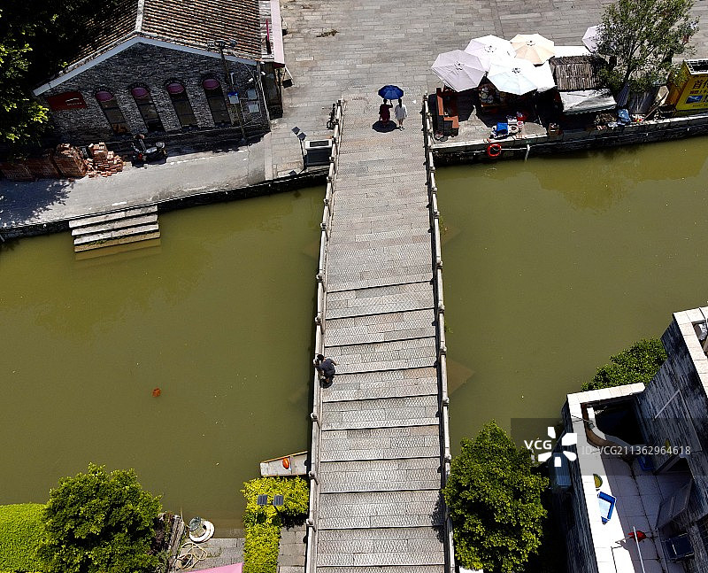 逢简水乡明远桥鸟瞰图片素材