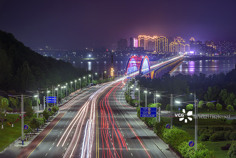 郧阳二桥夜景图片素材