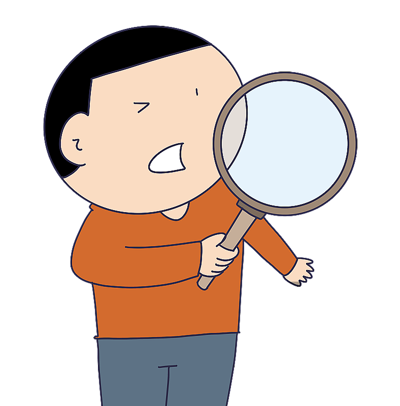 元素：手拿放大镜的人物图片素材