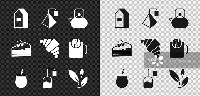 牛奶纸质包装、茶包和水壶图片素材