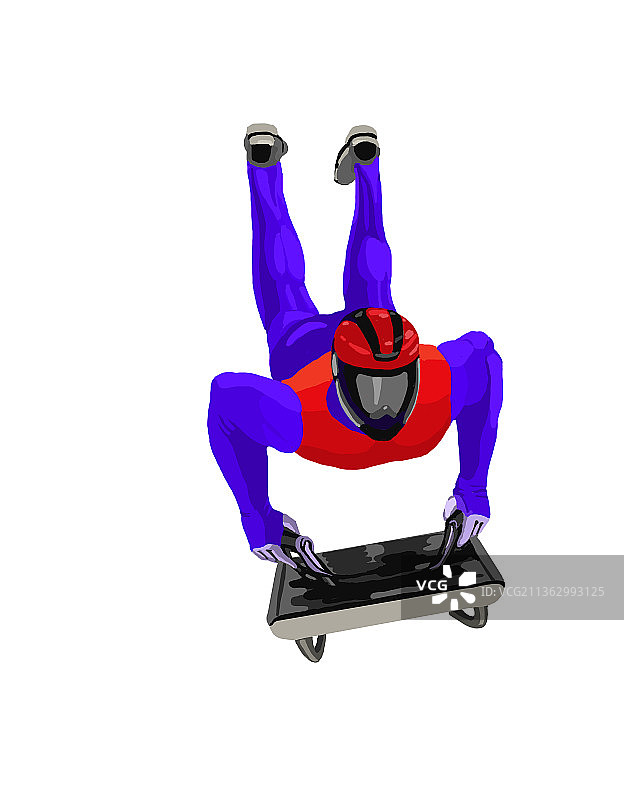 滑雪运动单人钢架雪车无背景图片素材