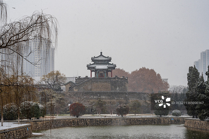 邯郸丛台公园雪景图片素材