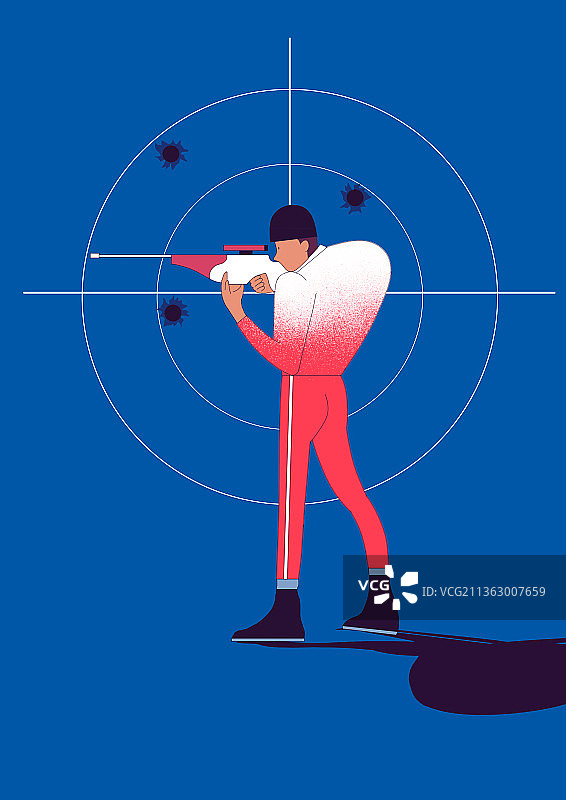 体育运动北京滑雪运动寒冷冬天冬季运动员射击比赛竞赛插画图片素材