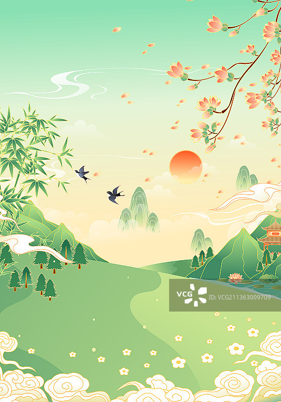 春天里清新宁静的自然户外风景图片素材