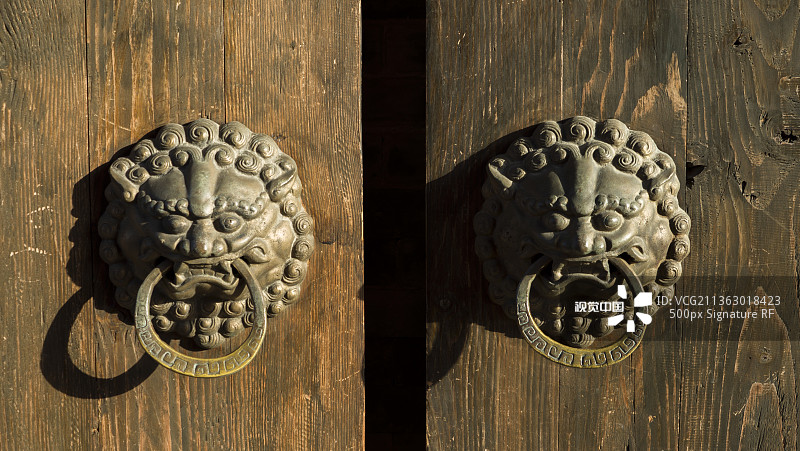 老建筑门环大门图片素材