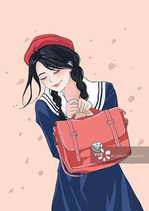 手绘日系可爱少女头像插画图片素材