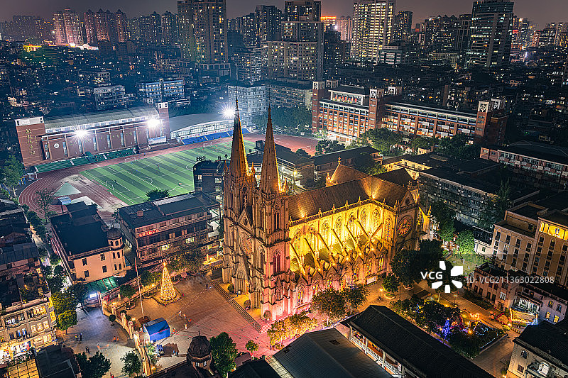 广州，石室，圣心大教堂，平安夜，哥特式建筑图片素材