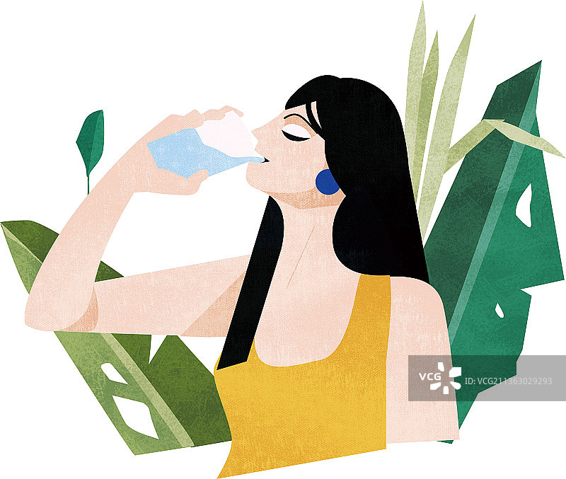 喝水的女人图片素材