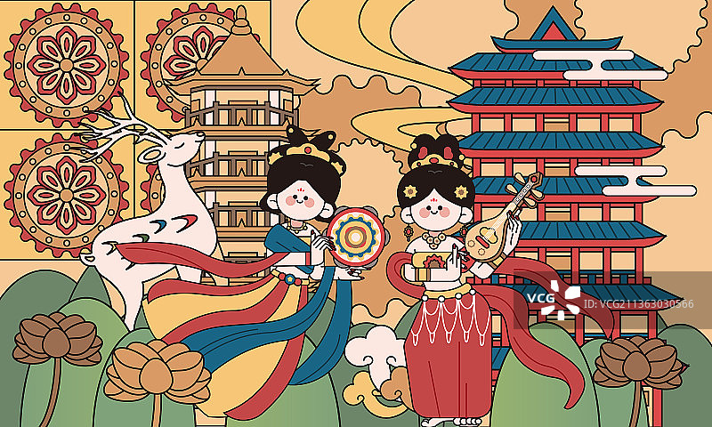敦煌插画图片素材