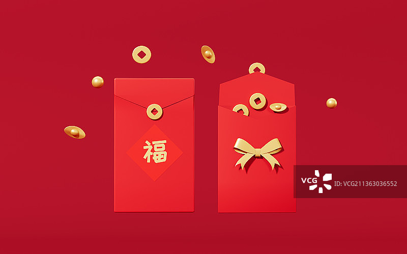 创意新年红包3D渲染图片素材