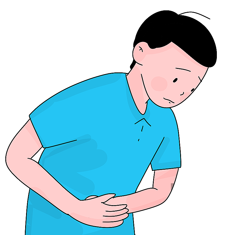 手绘卡通漫画元素幽门螺杆菌引起胃疼图片素材