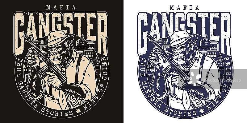 黑手党复古单色徽章图片素材