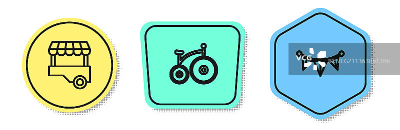 街头快餐车老式自行车图片素材