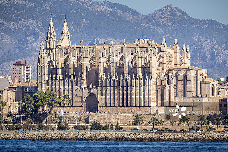 帕尔马大教堂景观，马略卡岛，西班牙图片素材