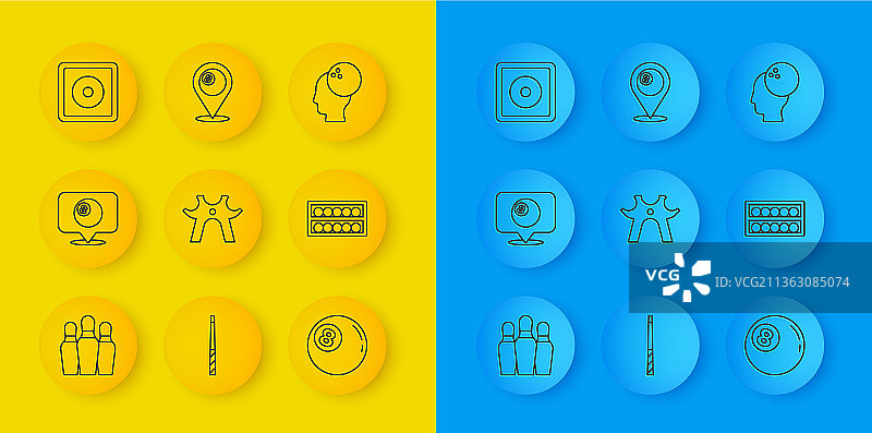 保龄球瓶、台球位置图片素材