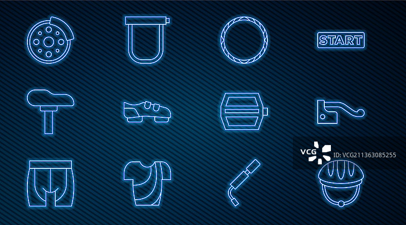 自行车头盔、刹车、车轮、鞋子和座椅图片素材