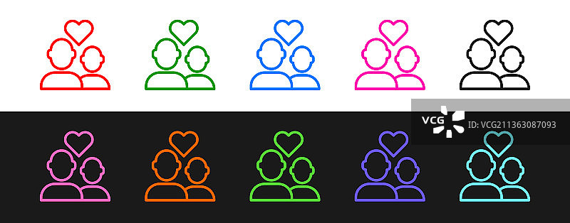 黑色背景情侣图标线条设计图片素材