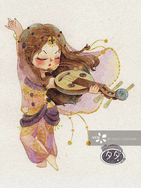 Q版国风 乐伎娃娃合辑图片素材
