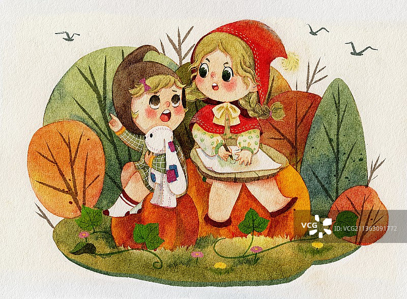 森林里的童年小伙伴图片素材