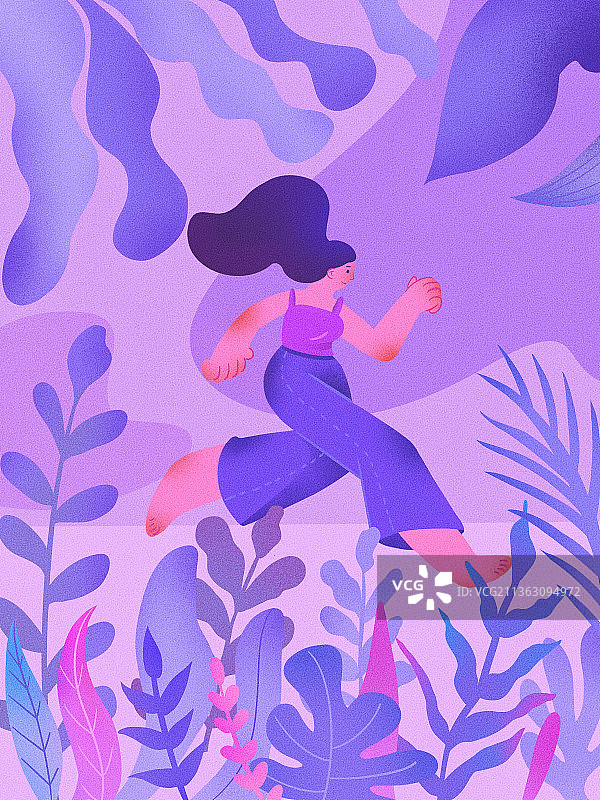 流行色扁平风人物创意插画图片素材