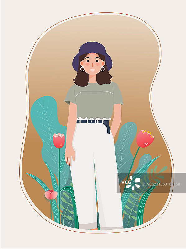 身着夏季休闲穿搭风格自信活泼的女生图片素材