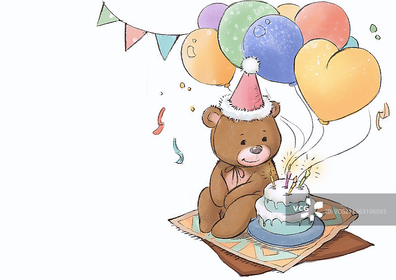 小熊玩偶生日派对图片素材