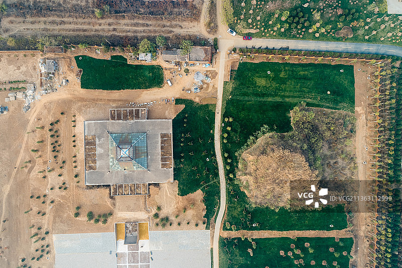 航拍石家庄平山中山国遗址图片素材