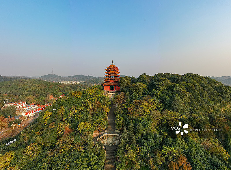 中国四川省德阳市钟鼓楼航拍风景图图片素材