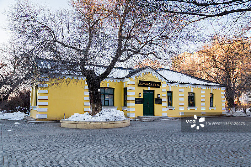 黑龙江齐齐哈尔市龙沙公园历史展览馆，原俄罗斯领事馆旧址图片素材