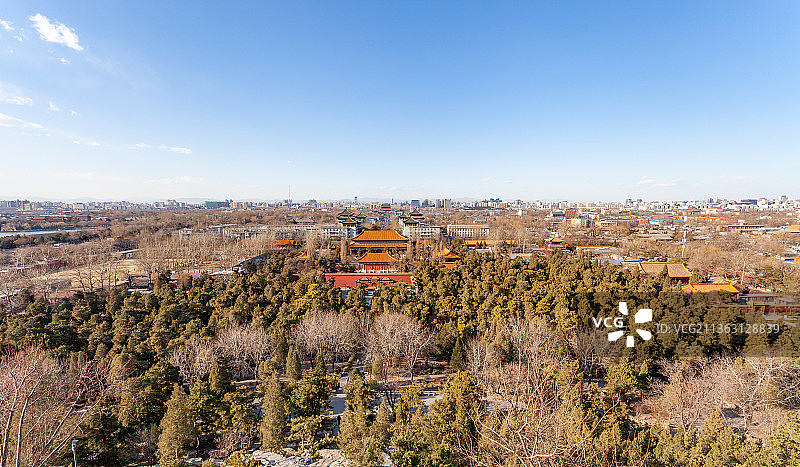 景山公园看北京北中轴线图片素材