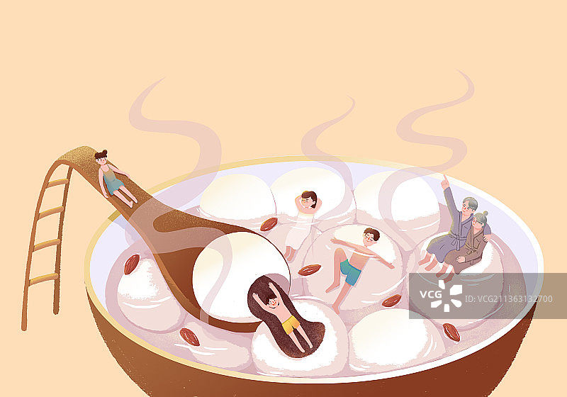 二胎家庭汤圆里泡澡插画素材图片素材
