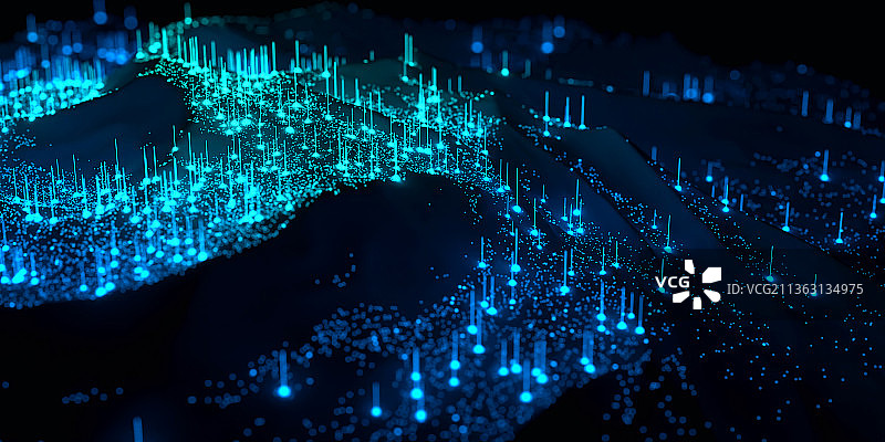 蓝色科技风格抽象粒子元素插画背景图片素材