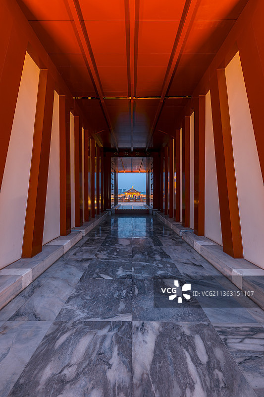 中国河南洛阳隋唐城国家遗址公园应天门夜色迷人图片素材