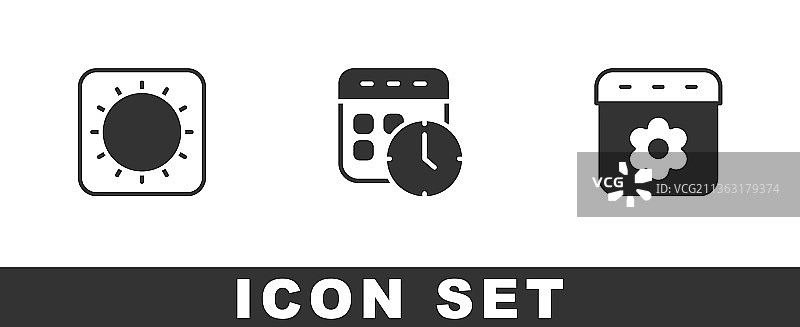 太阳日历时钟春天图标合集图片素材