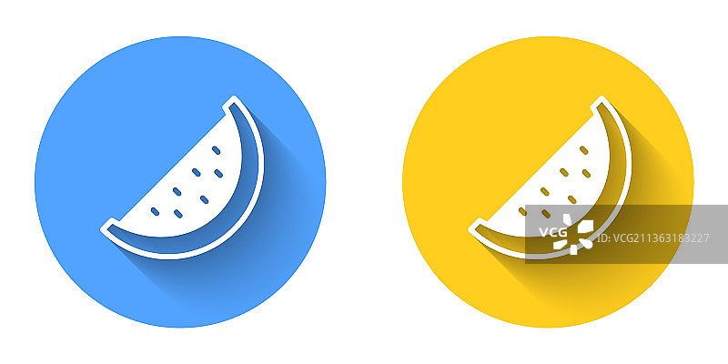 白色西瓜图标，带长阴影图片素材