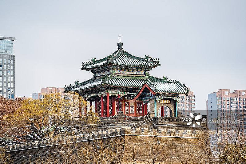 邯郸丛台公园雪景图片素材
