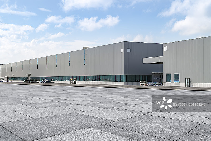 道路地面和物流厂房图片素材