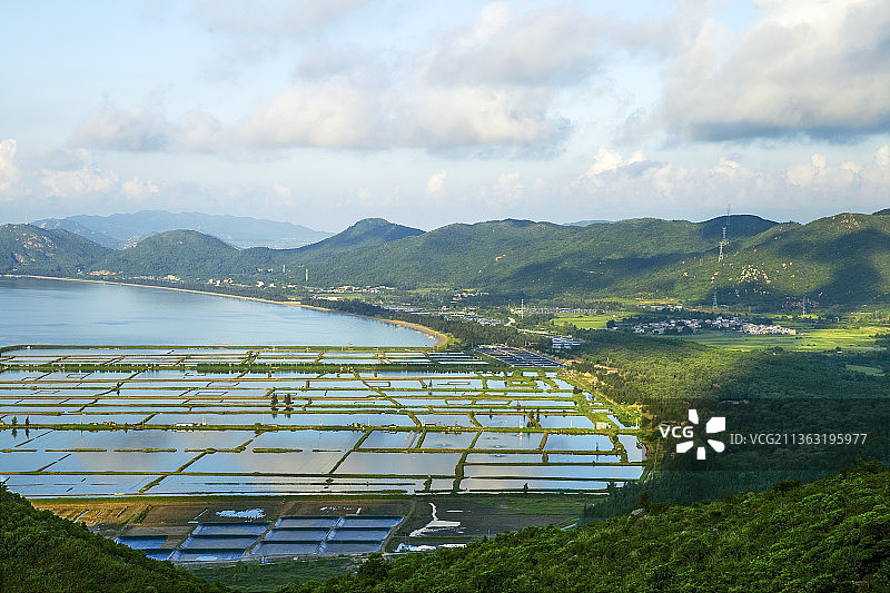 航拍广东台山围海养殖图片素材