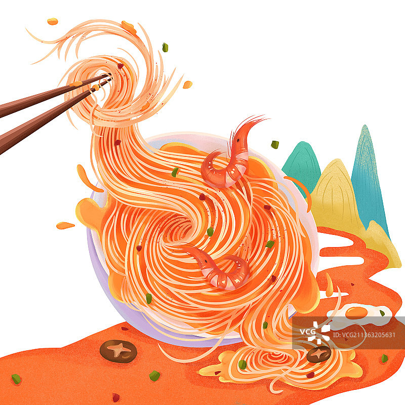 虾子面插画图片素材