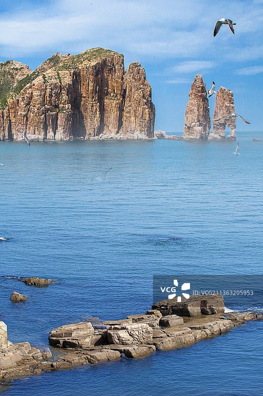 山东烟台海上仙山 万鸟岛图片素材