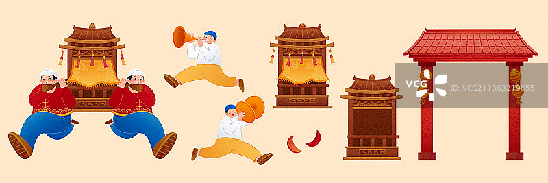 庙会抬轿活动元素图片素材