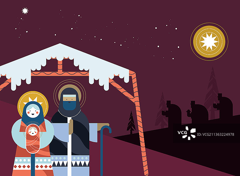 马厩里的神圣家庭图片素材