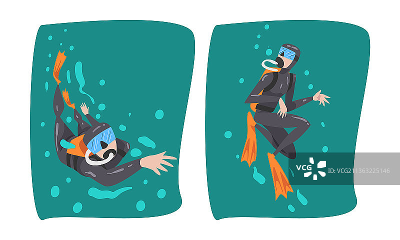 带呼吸设备的潜水男人图片素材