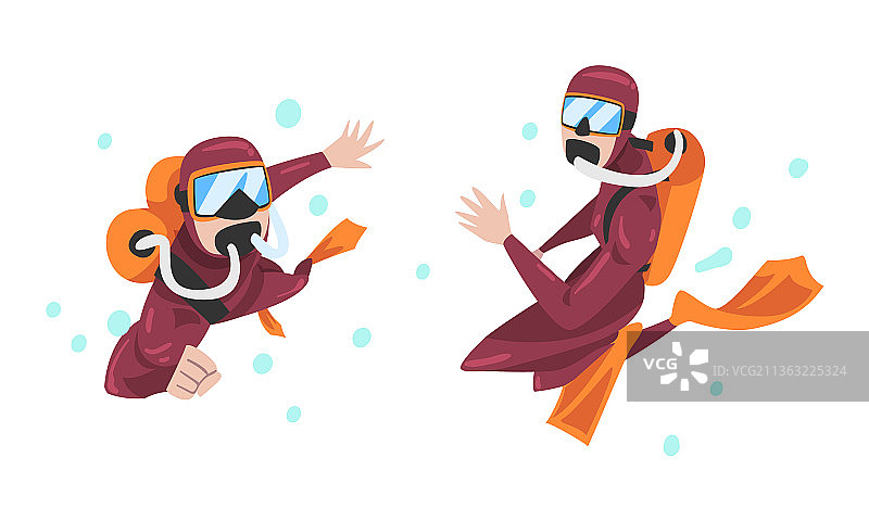 潜水员：水下呼吸的男女图片素材