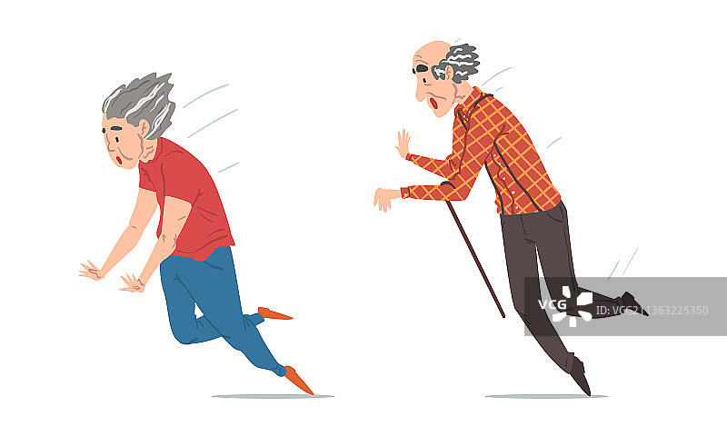 老年夫妇绊倒图片素材