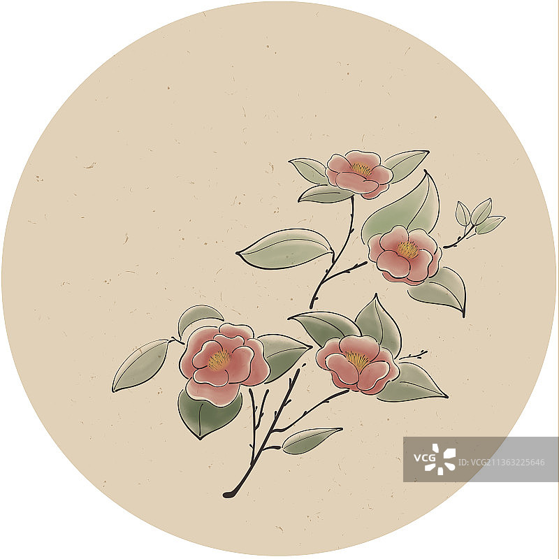 水墨山茶花图片素材